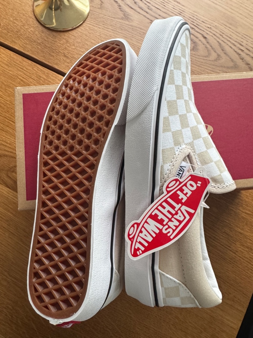 Vans Checkerboard Slip-On in Cream and White - Picture 3 of 3